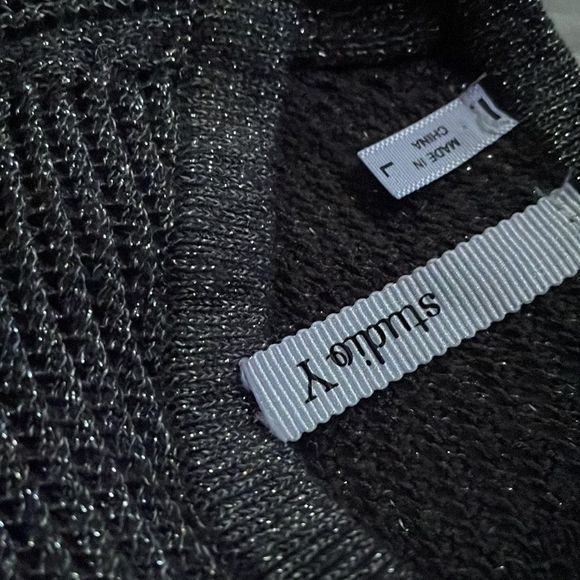 All over sparkle,  form fitting metallic threaded sheer soft sweater - Picture 3 of 5